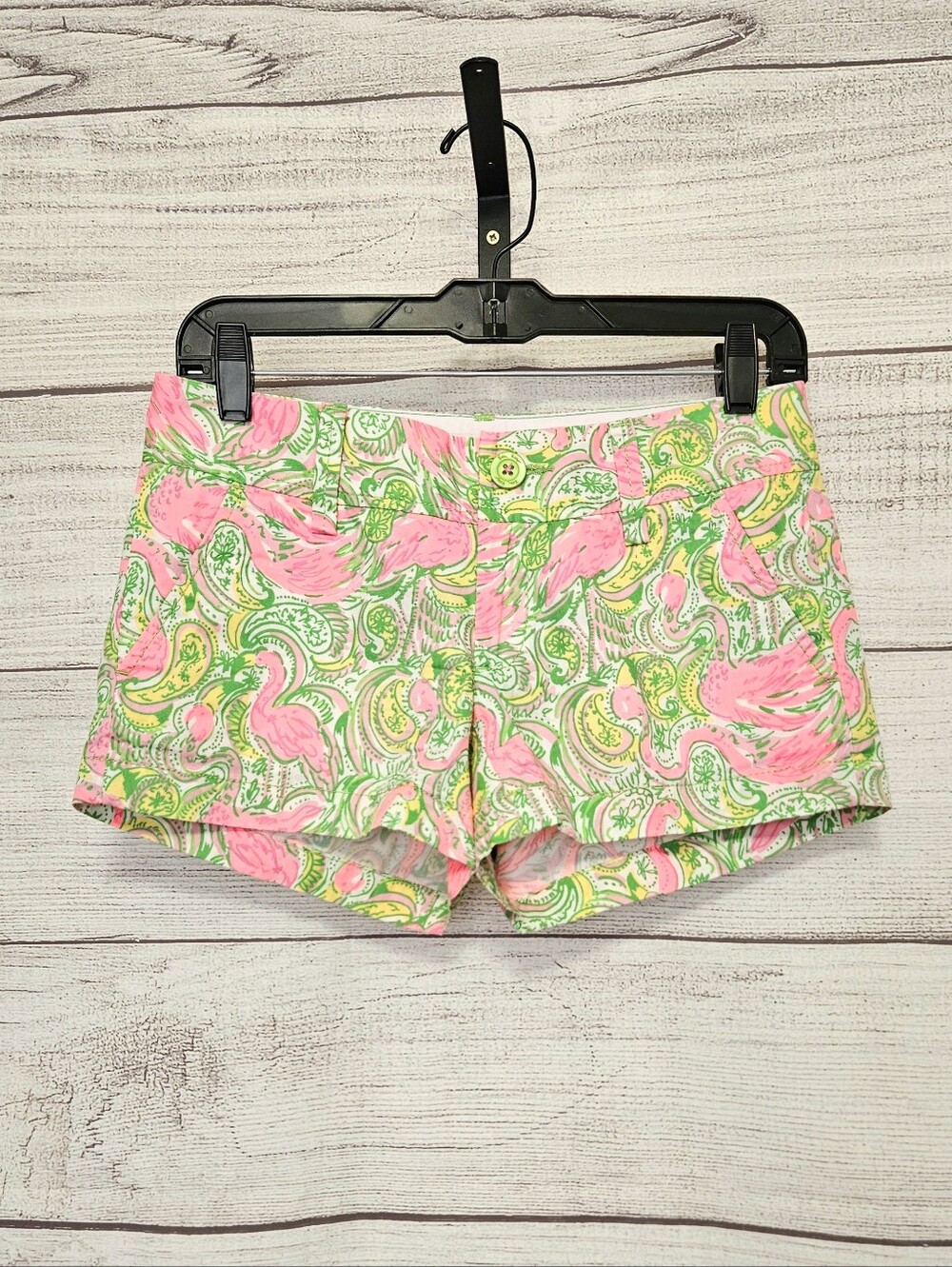 Lilly Pulitzer Pink & Green Flamingo Paisley Shorts